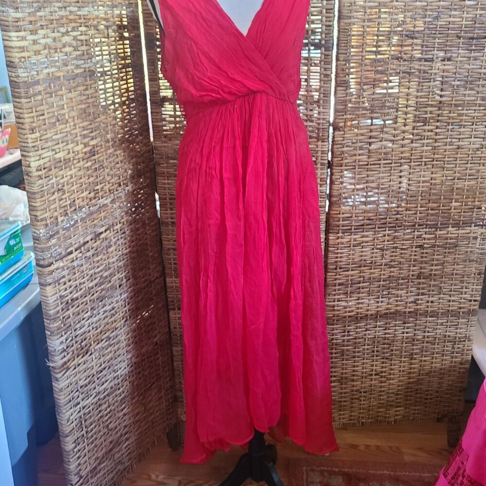 SOFT SURROUNDINGS $130 Charmonte Hi Lo Midi Maxi Red Tank Dress Size 10 NWT